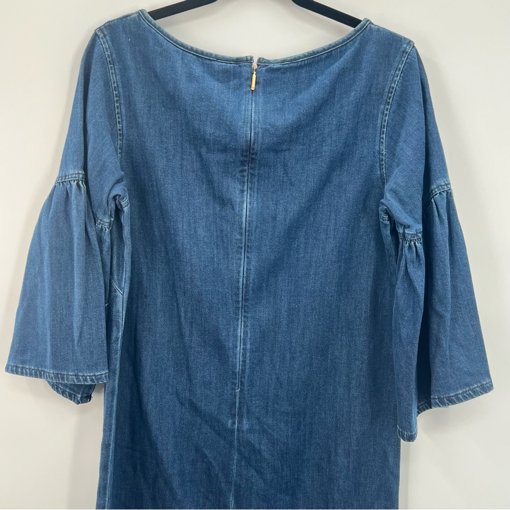 Ralph Lauren Women Denim Bell-Sleeve Shift Mini Dress Blue Size 6 Flounce - Picture 13 of 15